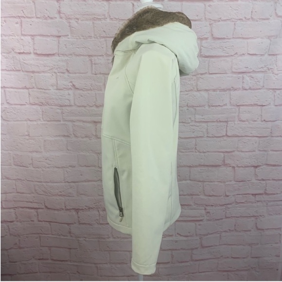 Marmot womens jacket cream coat brown faux fur hood softshell size Med - Picture 6 of 14